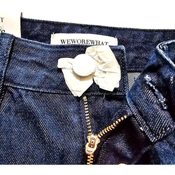 WeWoreWhat Denim Midi Skirt S Dark‎ Wash Cotton Blend Front & Back Pockets - Picture 4 of 11